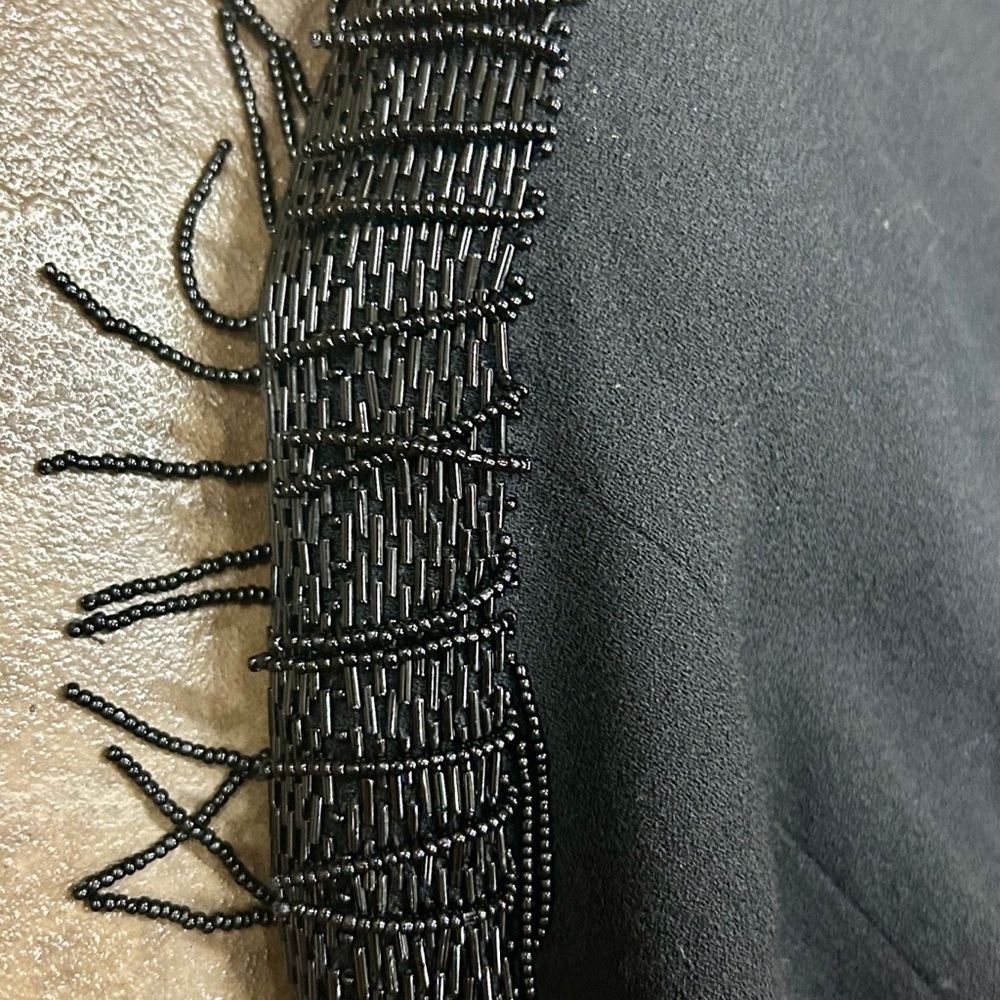 Vintage Ellen Tracy 100% Wool Black Beaded Shift Dress | Size 16 - Picture 3 of 8